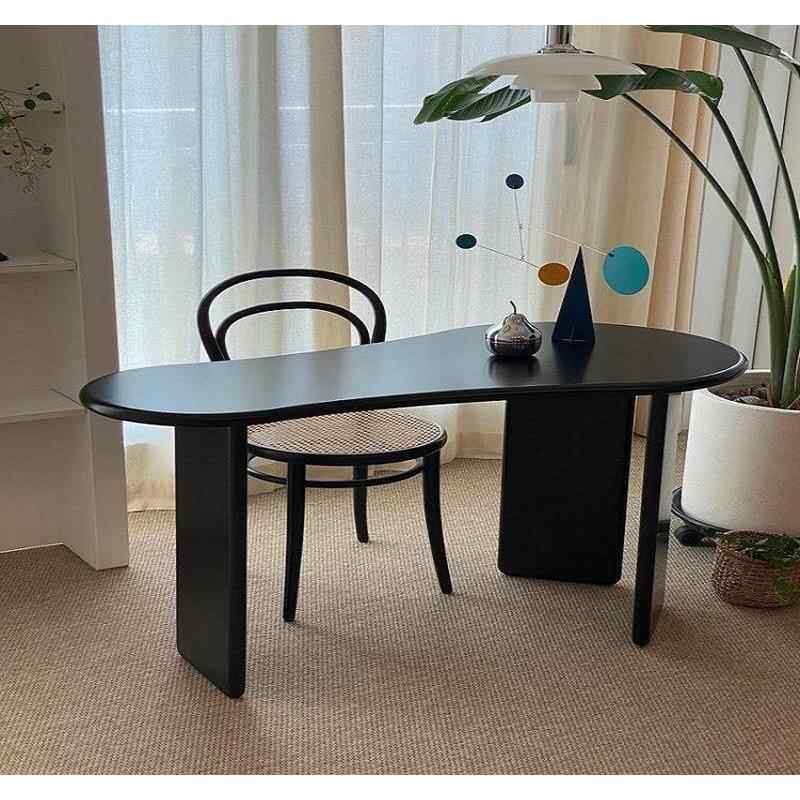 北欧实木台式电脑桌子简约现代家用卧室写字台异形办公桌简易书桌