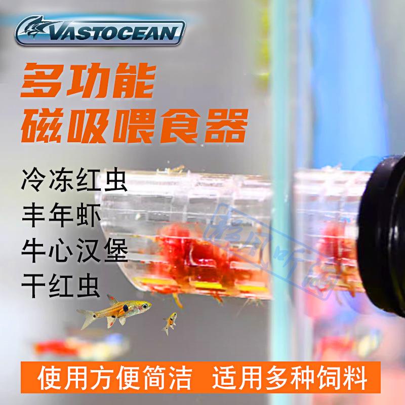 VASTOCEAN冻红虫杯磁力喂食器红线虫定点投喂器筒红虫干自动喂食
