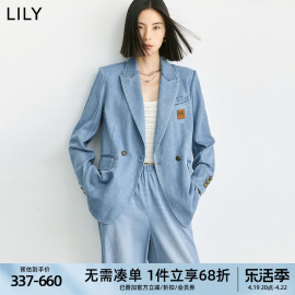 LILY2024夏凉感天丝混纺垂感牛仔衬衫西装套装女百搭外套薄款