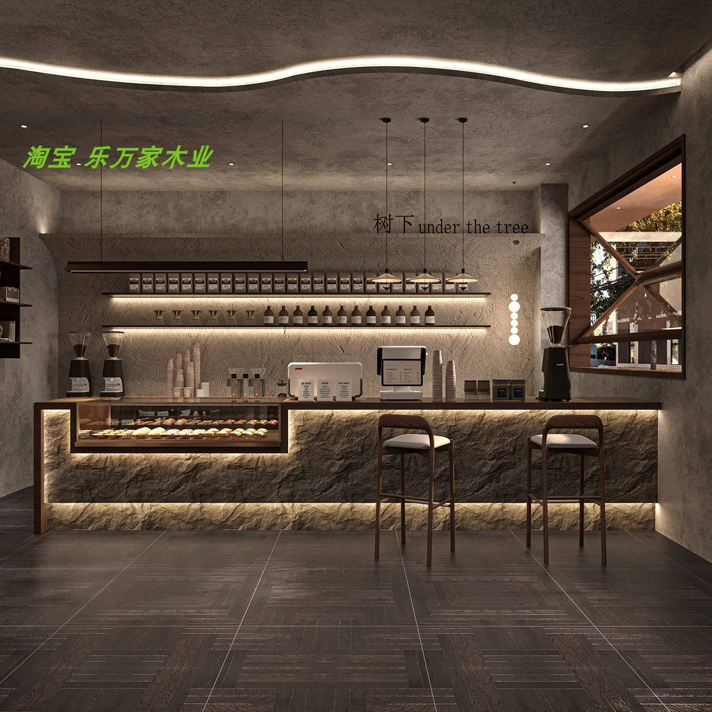 新款咖啡厅吧台奶茶店收银柜台酒吧甜品店前台烘培蛋糕面包店接待