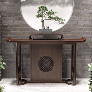 新中式玄关桌实木入户靠墙案台乌金木玄关台禅意客厅玄关台供桌