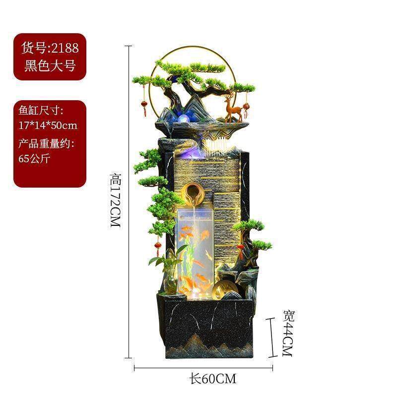 2025假山招财流水生财摆件循环水幕墙鱼缸客厅落地装饰开业乔迁新