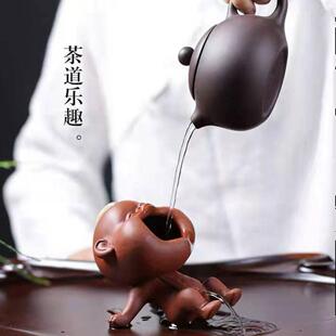 紫砂撒尿童茶宠泡茶可爱童子茶桌袖珍可养尿尿童茶玩手工创意摆件