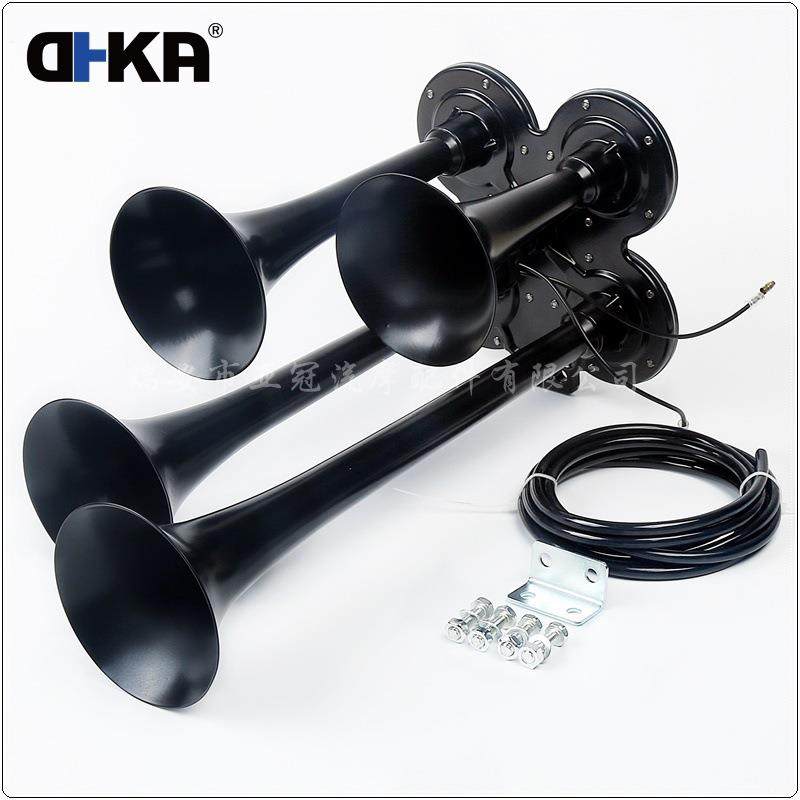 DHKA亚冠-AS034AB现货 12V四管黑色镀铬电控气喇叭卡车货车气喇叭