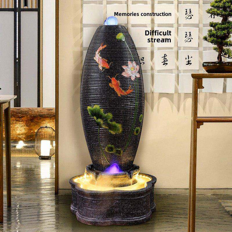客厅招财流水摆件落地加湿器风水轮循环水景喷泉生财乔迁开业礼品