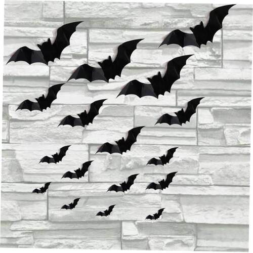 16pcs Halloween 3D black bat Wall Stickers Halloween party