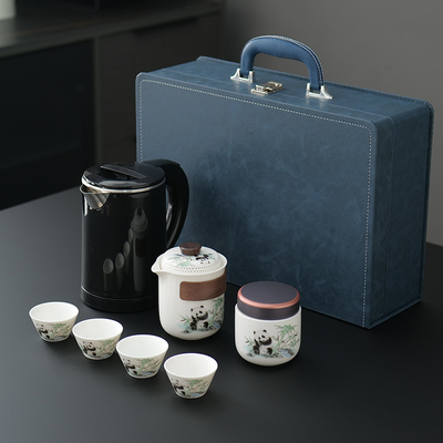 户外旅行茶具一壶四杯套装便携式车载野外露营带烧水炉收纳泡茶壶