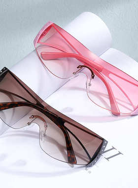 潮流Y2K辣妹甜酷复古无框点钻眼镜无框切边潮流墨镜镂空欧美