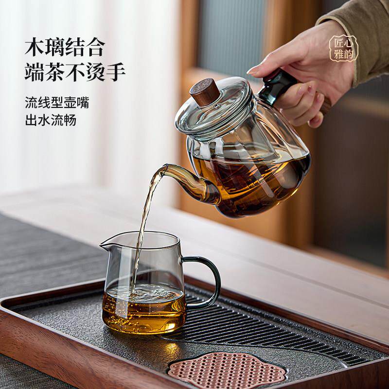 玻茶具套组巧沐和川20奢6新款家用璃轻耐高温办公室泡茶壶整套2茶