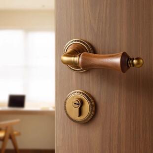 复 门锁房门古铜色磁吸静音法式 中古风室门锁室内卧房间木823 115