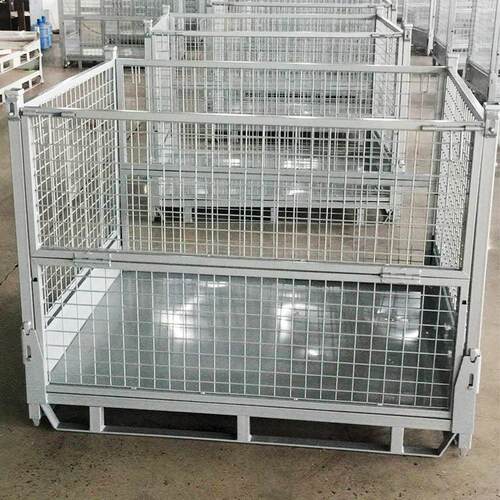 网格折叠料箱仓储笼工厂销售可堆垛折叠式重型周转箱侧面可拆卸