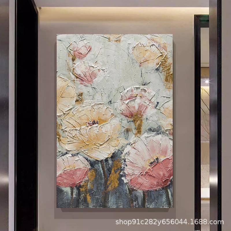 纯手绘油画【芬芳花语】酒店客厅玄关大芬村装饰挂画立体手工油画