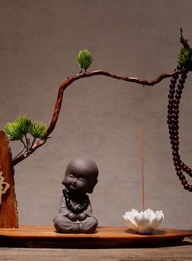 正品创瓷意中和式玄关博古架紫砂摆件禅意小尚家居装 饰陶达摩工