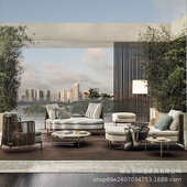 北欧户外休闲藤编沙发椅露天室外庭院阳台会所沙发组合户外家具