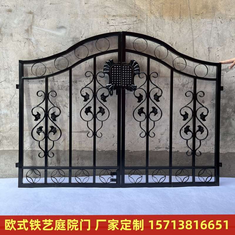 家用铁艺门庭院拱形门别墅围墙入户花园单双对开大门走廊过道防盗