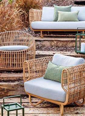 东南亚户外藤沙发组合庭院花光房EVB园室外防水阳休闲民宿藤椅茶