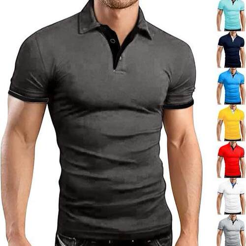 Men's short sleeved T-shirt, men's T-shirt, lapel shirt,
