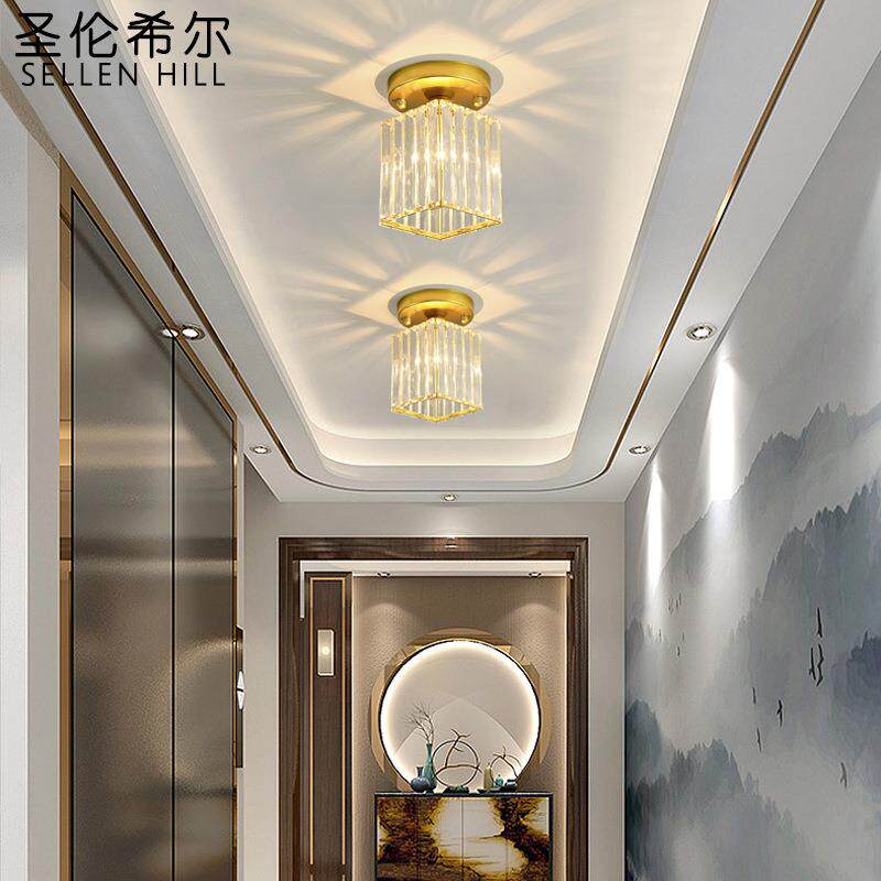 轻奢新中式水晶吸顶灯走廊阳台玄关LED现代楼梯入门创意个性过道