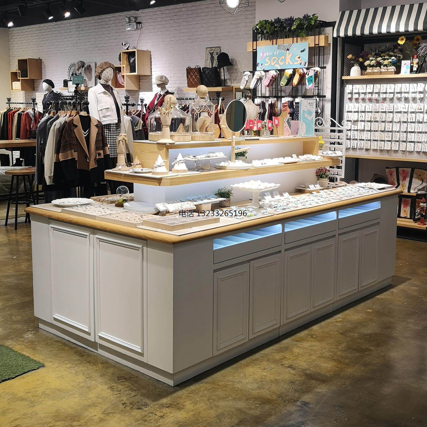 中岛展示台饰品中岛柜流水台女装店首饰鞋服装店展示柜珠宝产品柜