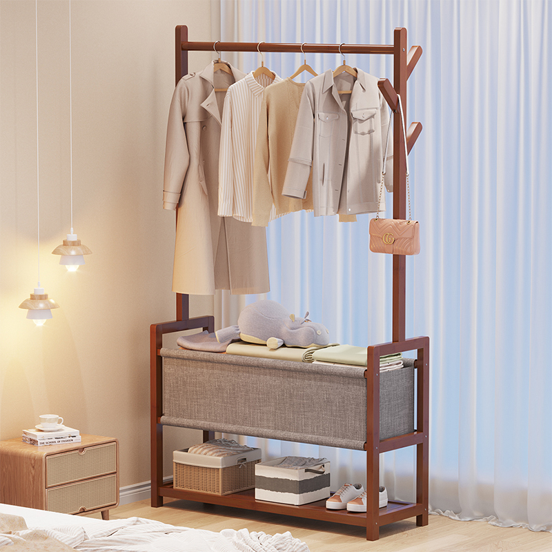 挂衣架落地卧室衣帽收纳置物架房间客厅立式多层家用衣服架杆安