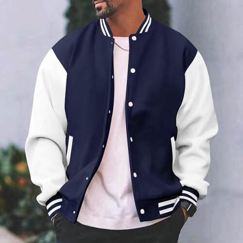 Jacket Coat Casual Autumn Outdoor Mens Fleece-Lined Baseball