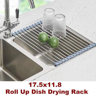 Roll Up Dish Drying Rack Over The Sink Drainer Foldable Mat