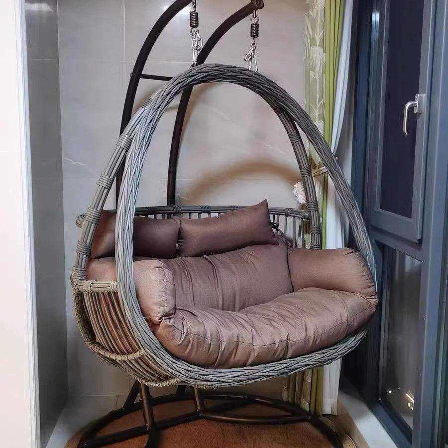 室内秋千户外双人高端吊篮家用阳台藤椅双杆吊椅懒人吊床吊兰椅子