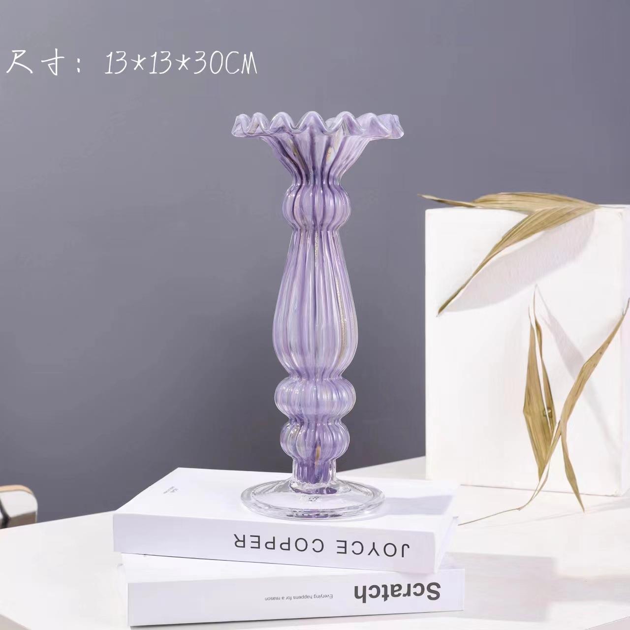 琉璃石榴花瓶网红ins风欧式轻奢高颜值客厅玻璃花瓶装饰摆件