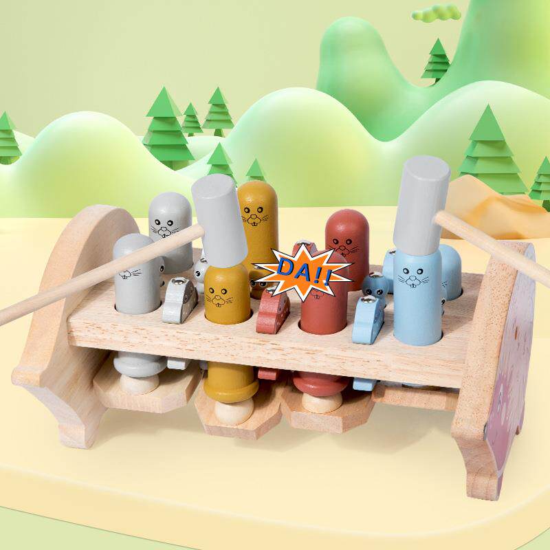 打地鼠玩具儿童木质婴儿钓鱼抓虫三合一早教益智解压敲打小玩具