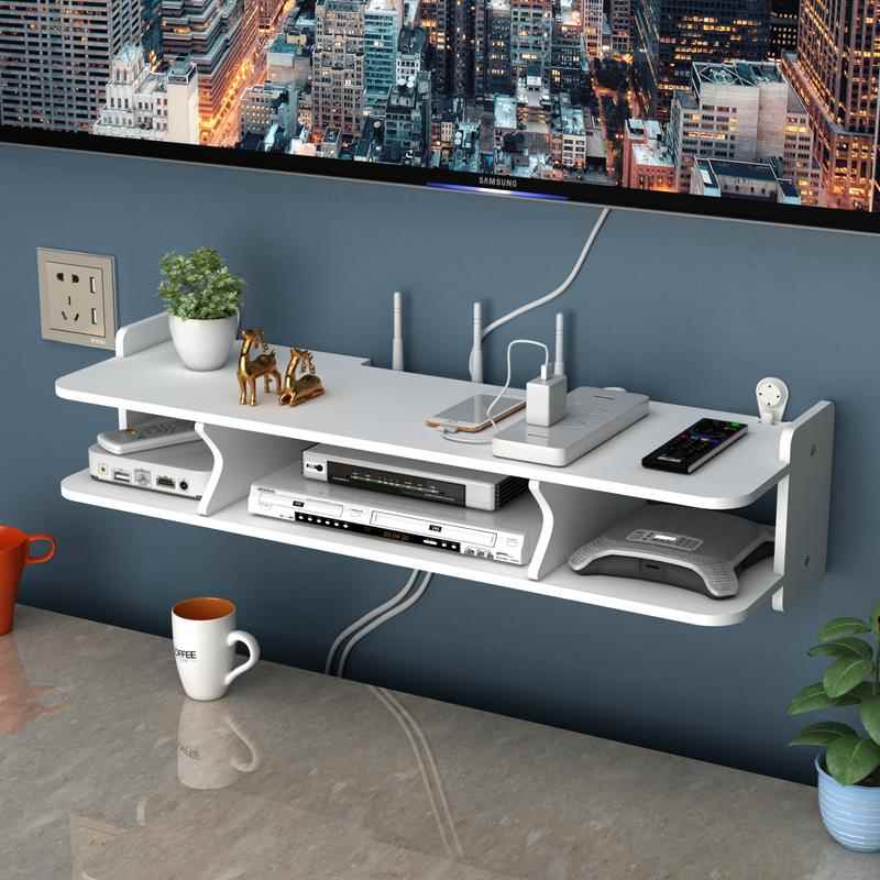 免打孔客厅电视墙上机顶盒架置物架路由器收纳盒卧室挂墙wifi挂架