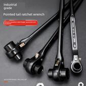 尖尾棘轮扳手双向棘轮多功能快速自动梅花套筒工具套五金棘轮