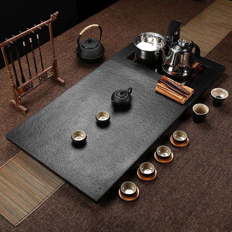 厂家乌金石茶盘茶具整块黑金石茶脚轮/万向轮