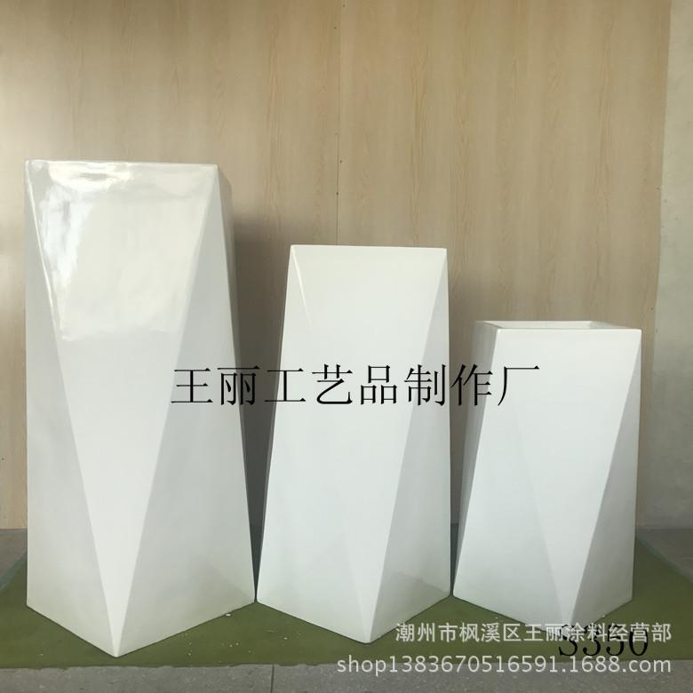 时尚几何造型六角方形玻璃钢花箱花器样板房商场客厅摆件饰品手工