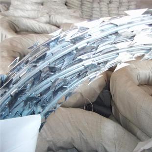 厂腹家供应刀片刺绳网 铁刺丝铁蒺刺藜 机监场狱蛇型刀片刺网