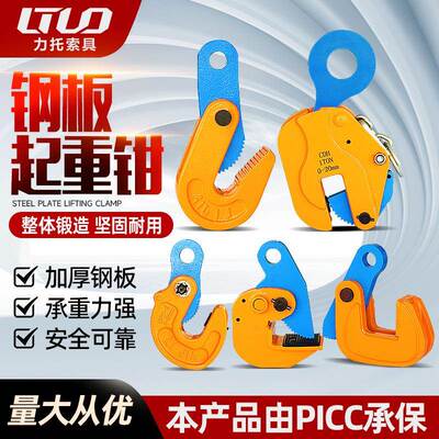 钢板吊钳吊具横吊竖吊模锻钢板夹子1吨2吨钢板吊索具翻转钩子吊具