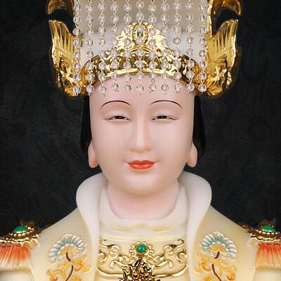 福盛东妈祖雕像湄洲天上圣母娘娘神像供奉家用仿汉白玉天后圣母