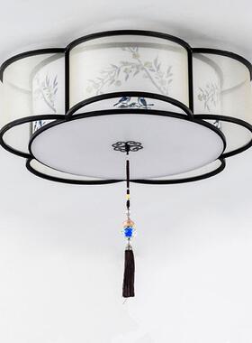 新式禅式布艺吸顶灯创中卧室灯复古国风梅花形主卧中等装意饰OBC