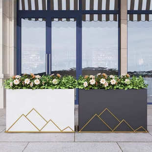 户外铁艺花箱组合庭院外摆围栏花架阳台花盆商业街广场不锈钢花槽