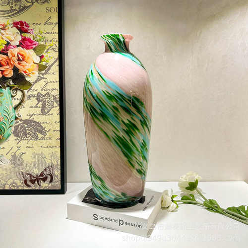 琉璃艺术花瓶新中式摆件中古桌面器装饰样板间插花客厅手工博古架