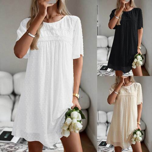 Round neck short sleeved dress