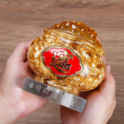金水箔水聚宝盆财进宝招风玄关装饰晶家用室内办公室纳福聚财摆件