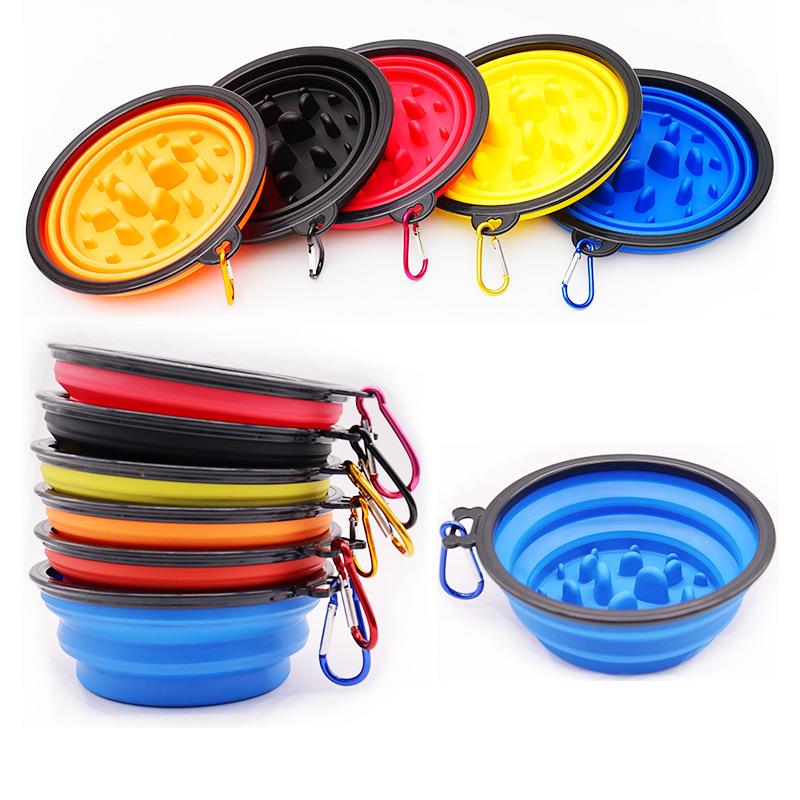 宠物慢食碗狗用硅胶折叠碗狗盆户外便携狗碗防打翻狗狗饭盆狗食盆