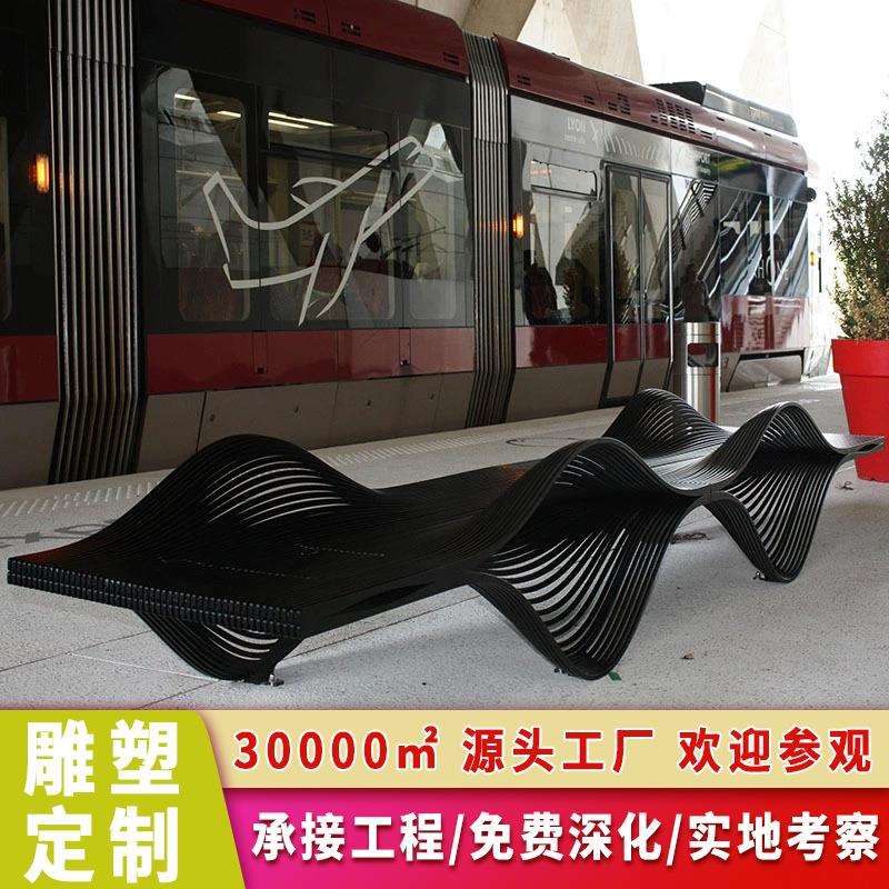 不锈钢座椅镂空坐凳户外广场大型公园椅商场休闲椅金属铁艺长椅子