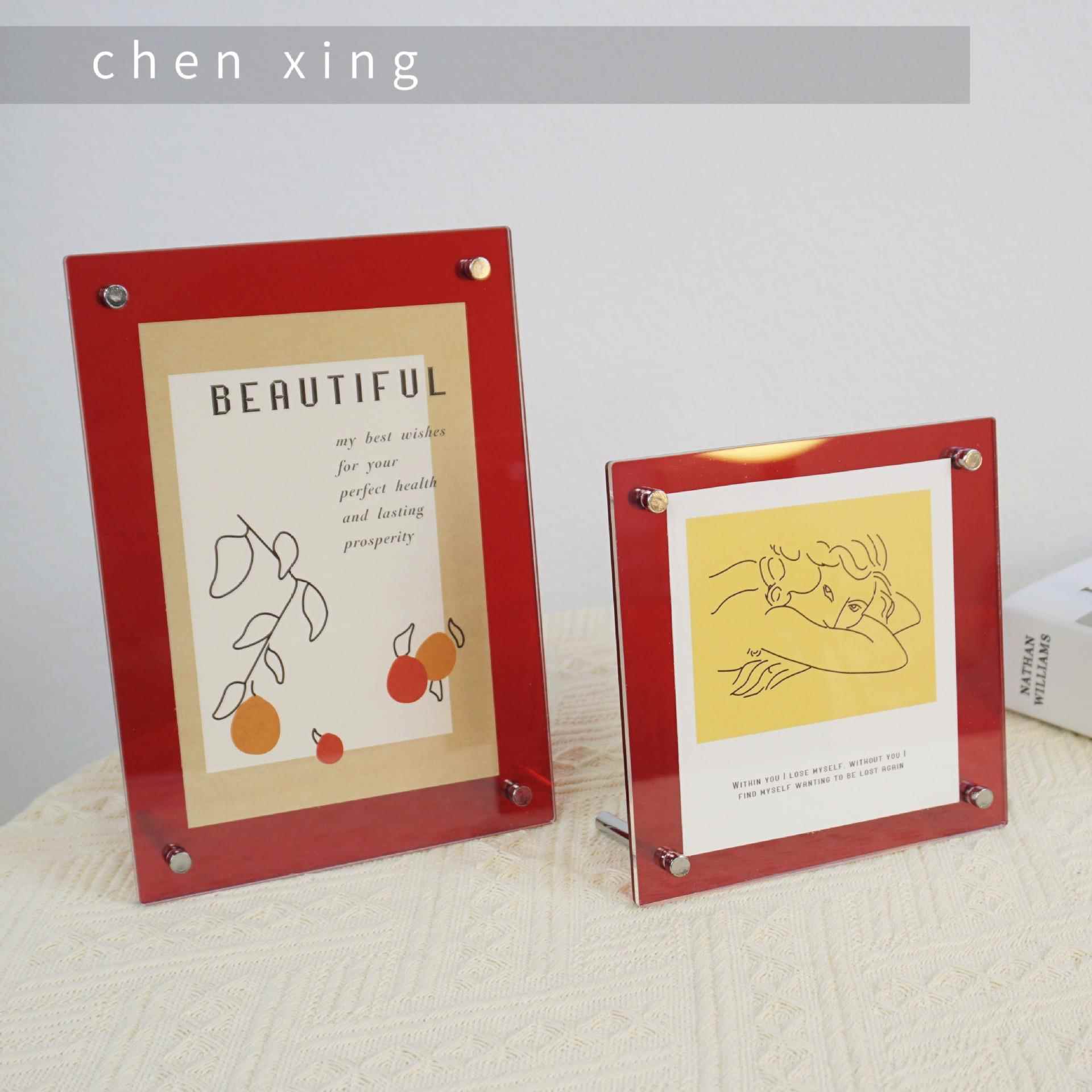 亚克力相框摆台6寸简约创意相片框彩色透明水晶画框展示框架