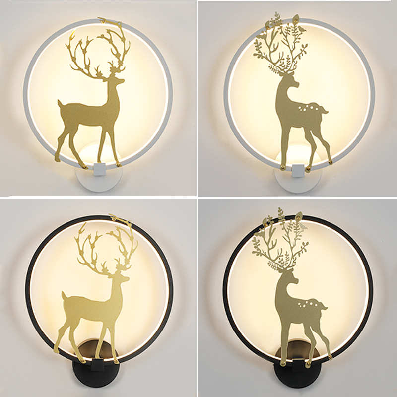 北欧麋鹿壁灯卧室内床头灯 现代简约创意楼梯阳台装饰LED过道灯
