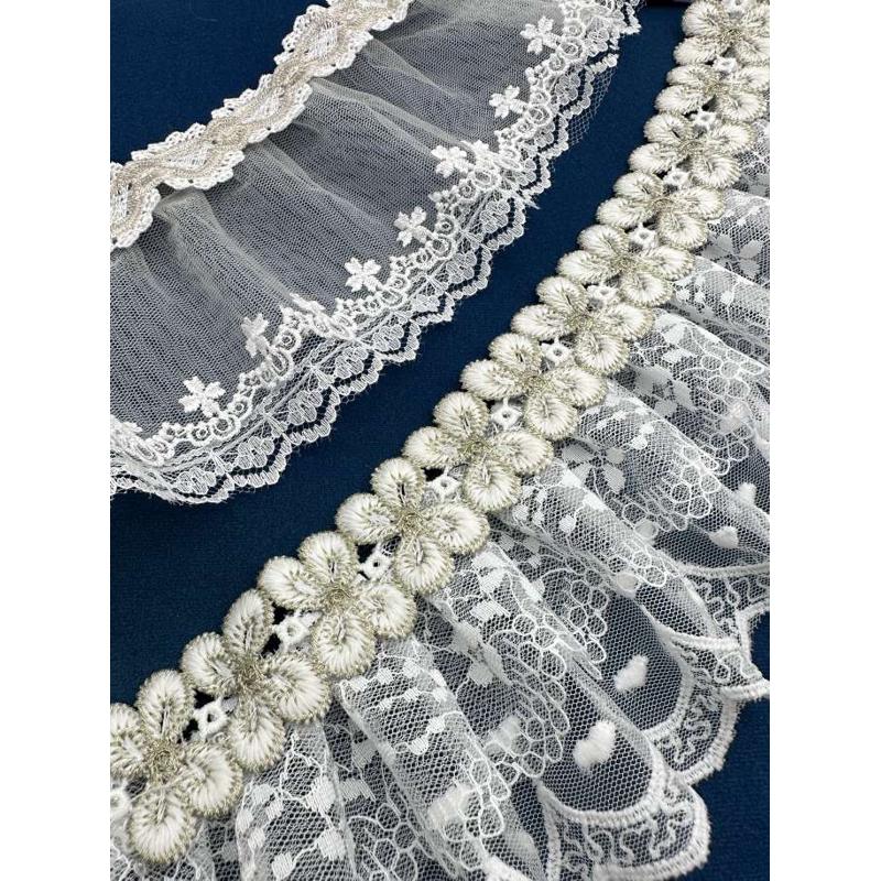 美居纺法式窗帘辅料现代木耳雷丝花边侧面沙发服饰抱枕奶油风拼接