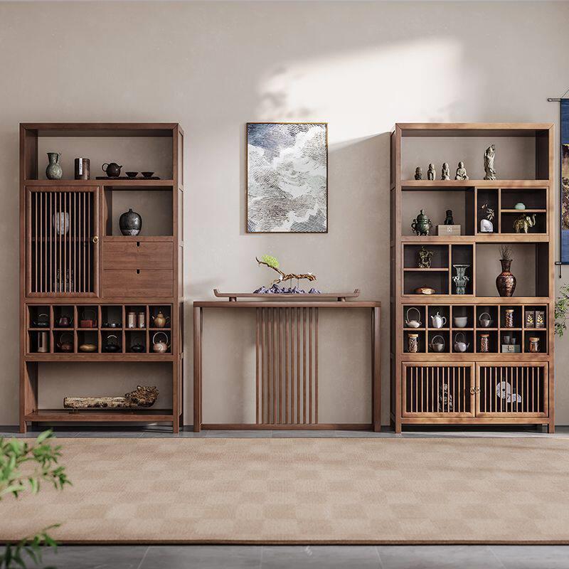 新中式博古架禅意茶桌搭配茶具展示柜公室家具多阁隔断置物架