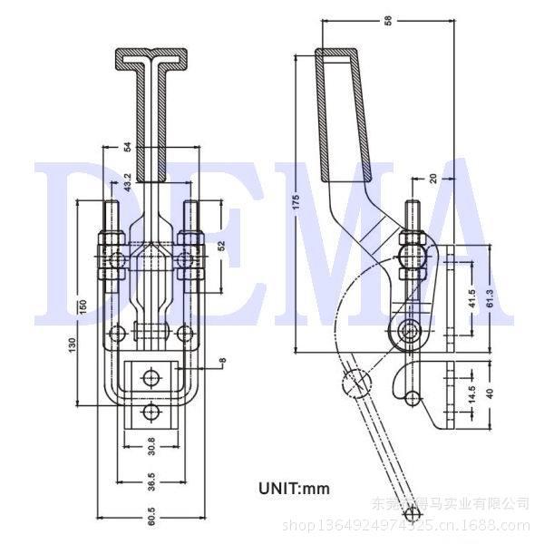 厂家直销 得马牌 DEMA-40341-SS 不绣钢快速夹具 304材质 大搭扣