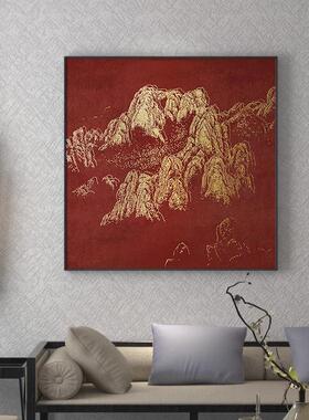 新中HOV式客沙发背墙景红色挂画国潮中国风玄关房餐厅书民厅宿挂