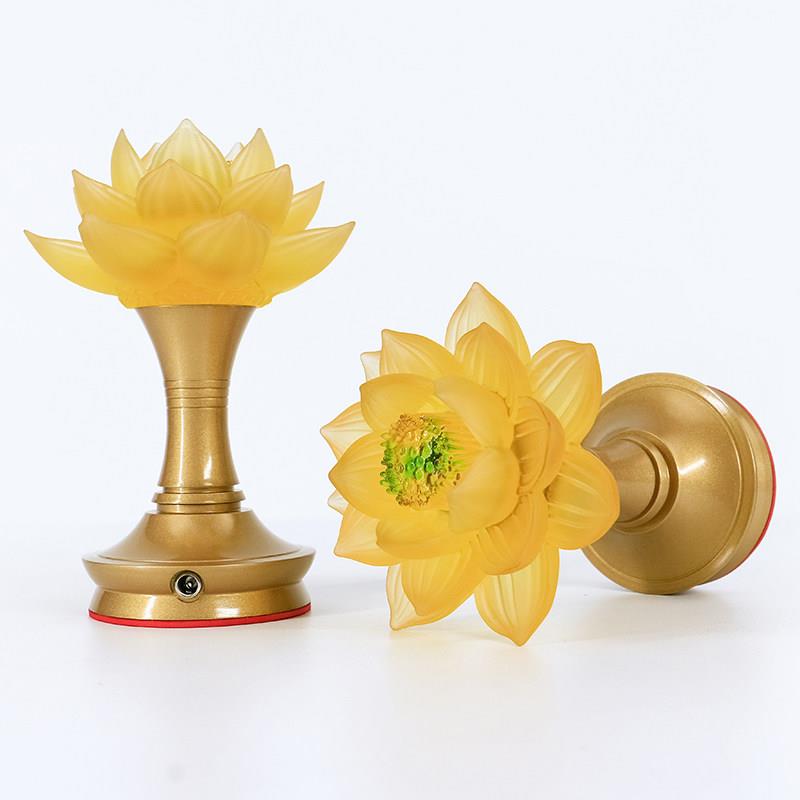 充电供佛灯LED莲花灯佛供灯古法琉璃纯铜家用神台长明灯佛前供灯